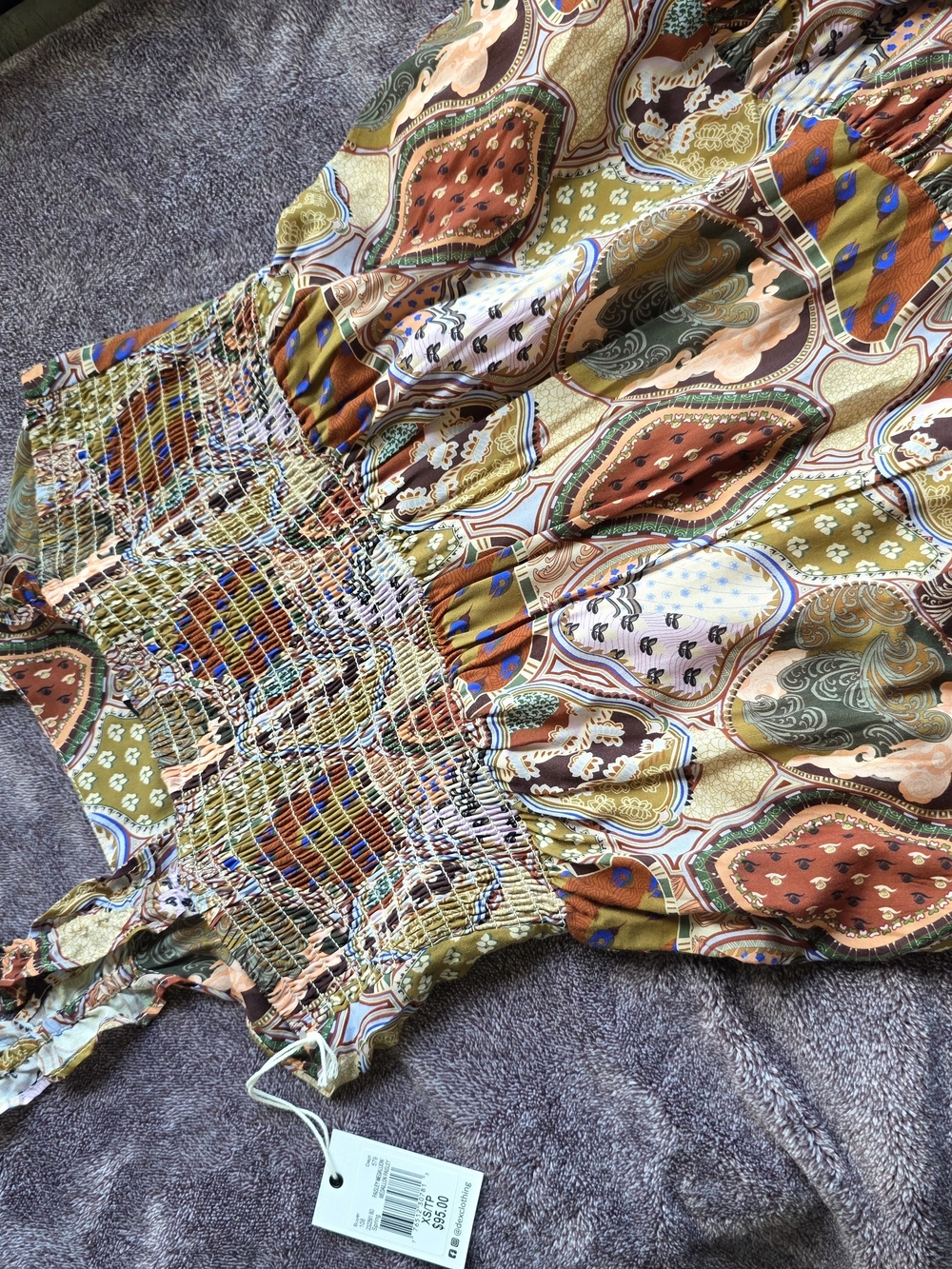NWT Dex Paisley Boho Tiered Maxi Dress Size XS Vacation Cottage Resort Wear - Picture 7 of 10